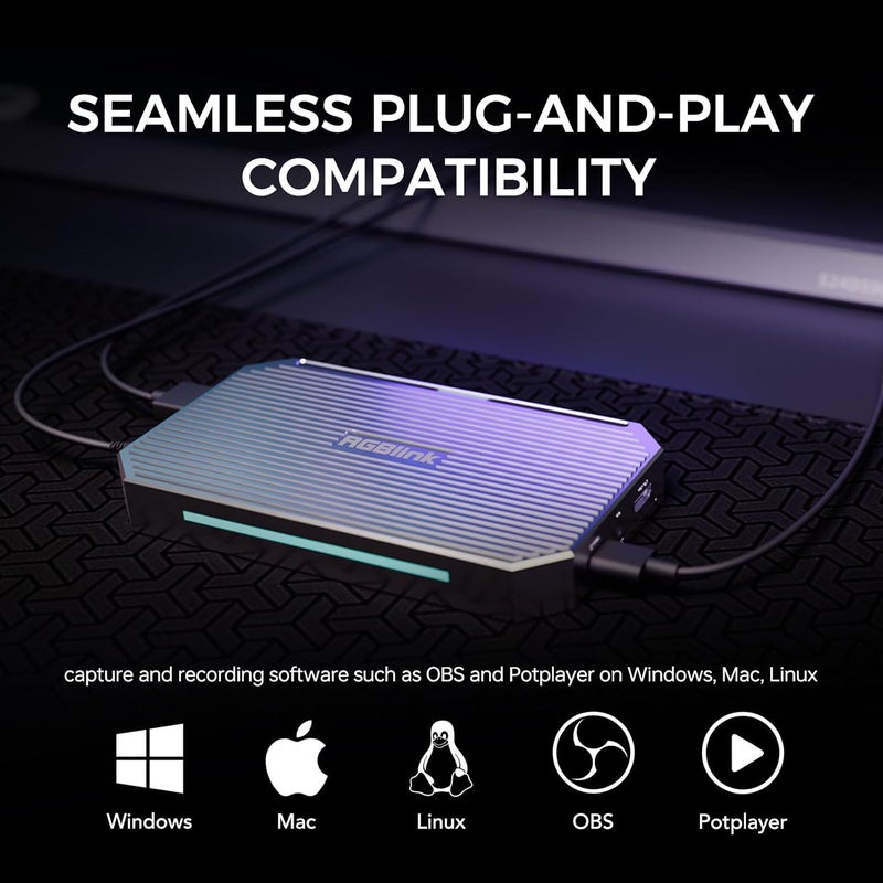 RGBlink Game Capture Card 4K60 HDMI 2.0 & USB 3.1 Video Capture for Streaming and Recording on PS5, Xbox, PC – Low Latency, Audio Video Capture Card for OBS Twitch, External Game Capture Device – MSP331U - Image 5
